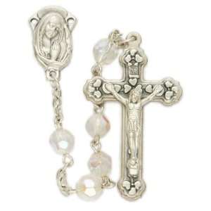    6mm Crystal Fire Polished Beads and Madonna Center Rosary Jewelry