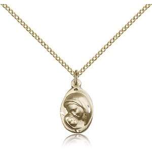  Filled Madonna & Child Pendant Including 18 Inch Necklace Jewelry