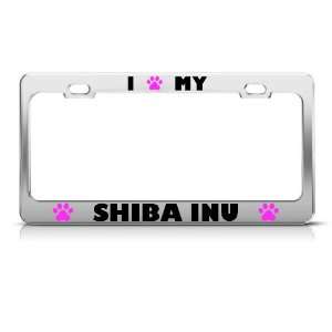  Shiba Inu Paw Love Pet Dog Metal license plate frame Tag 
