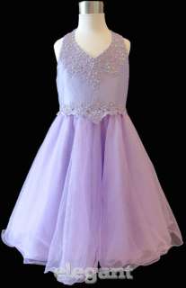 Purple Halter Wedding Flower Girls Dress Gown 2 11 T  