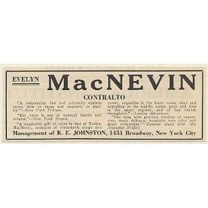 1923 Contralto Evelyn MacNevin Booking Print Ad (Music Memorabilia 