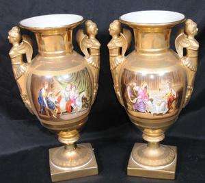 Hand Painted Sevres Porcelain French Urns Vases  