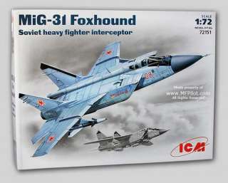MiG 31 FOXHOUND   1/72 ICM 108 Pc Kit #72151 NEW  