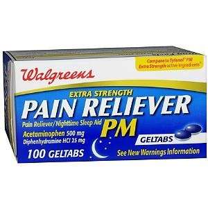  Walgreens PM Extra Strength Pain Reliever Geltabs, 100 ea 