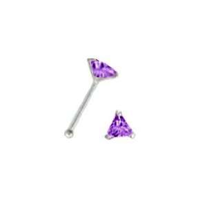   Nose Bone Ring 3mm Amethyst Purple Triangle CZ 22G FREE Nose Ring