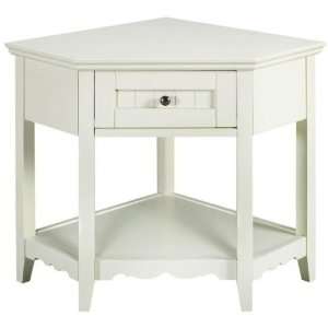   Corner Open End Table, ONE DRAWER, ANTIQUE WHITE