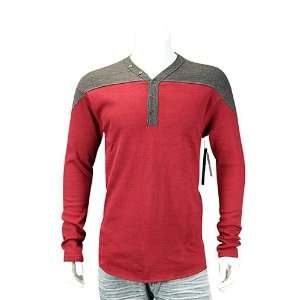  Two Tone V Neck Henley Thermal Wine. Size XL Sports 