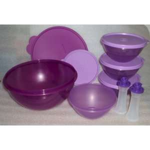  Tupperware Purple Wonderlier Bowls Set of 5 and Bonus Salt 