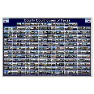  County Courthouses of Texas Horizontal Blue Poster 