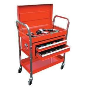    7033 Two Shelf, Two Drawer Service Cart With Lid   Red: Automotive