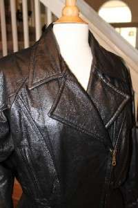 WILSONS LEATHER vintage 1980s BLACK biker COAT jacket MEDIUM 8/10 