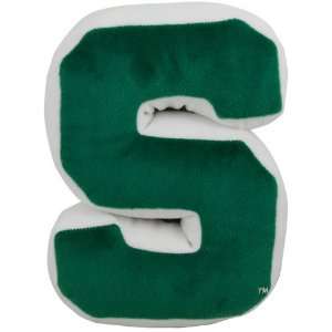   Spartans Plush Spirit Initial Pillow   White Green