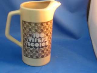 Vintage 100 Pipers Scotch Whiskey Pitcher/Jug  