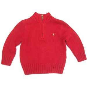 Ralph Lauren 1/4 zip Baby Sweater in Red, Multi colored Pony (12 Mos.)