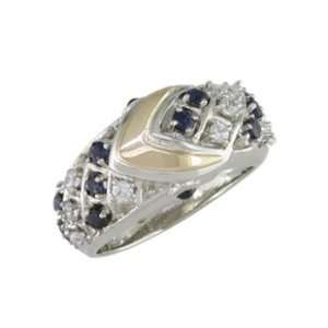    Carriean   size 10.25 14K Gold Sapphire & Diamond Ring: Jewelry
