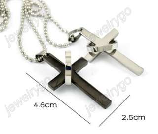 1pair Bible cross Steel Couple pendant chain Necklace  