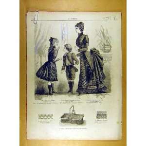  1884 Ladies Fashion Dress Hat Corsage French Print: Home 