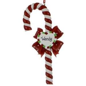   Personalized Red Candy Cane Heart Christmas Ornament