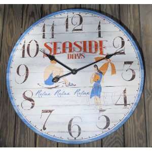 23 Antique Looking Seaside Days Relax Wall Clock: Home 