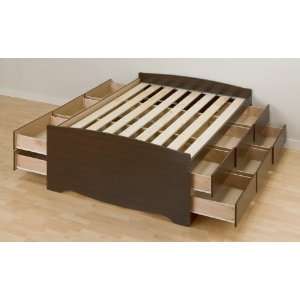   : Manhattan Espresso Tall Queen Platform Storage Bed: Home & Kitchen