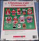 Dimensions Set of 12 CHRISTMAS CATS Ornaments Needlepoint Plastic 