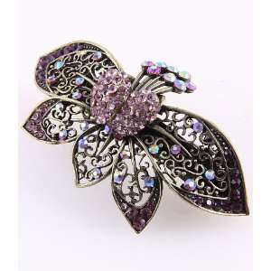  New Style Gold Color Hair Clip with Rhinesotne Purple 