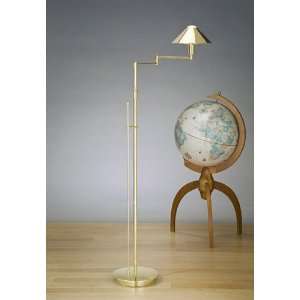   Polished Brass Metal Shade Swing Arm Floor Lamp