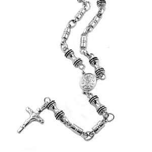   Steel Rosary with Cylindrical and Hourglass shaped Beads: Jewelry