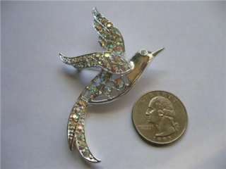 VTG BIRD BROOCH PIN Hummingbird AB Rhinestone Sarah Cov  