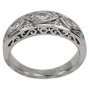   Sterling Silver Antique Marquise Diamond Band   5 DaCarli Jewelry
