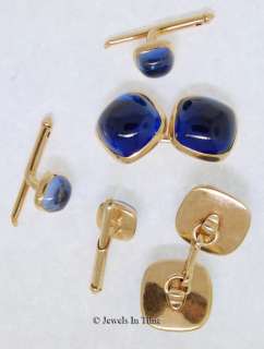 Tuxedo Set 14k Gold and Blue Sapphire Cufflinks & Studs  