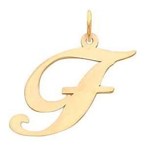  Fancy Cursive Letter F Charm 14K Gold Jewelry