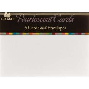  Pearlescent Cards & Envelopes 5.57X4 5/Pkg White Arts 