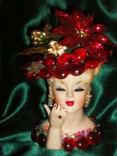 Lovely NAPCO CHRISTMAS JEWELED LADY HEAD VASE Headvase  