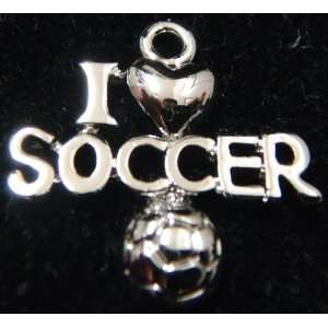  Silver I Love Soccer Charm or Pendant (Brand New 