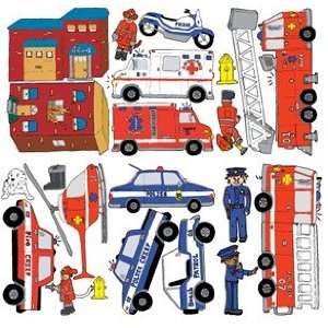   Fire Truck and Police Rescue Vehicles Wall Decals: Home & Kitchen