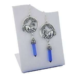   Earrings with Genuine Siberian Blue Quartz Gemstone Dangles: Jewelry