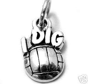 sterling silver I DIG VOLLEYBALL charm J5433  
