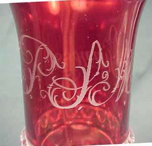 Dakota Ruby Stained Early American Pattern Glass Goblet  