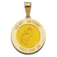 14K Solid Gold Saint St Anthony Medal Charm Pendant  