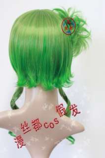 New VOCALOID GUMI Long Green Curly Anime Cosplay Party Hair Full wig 