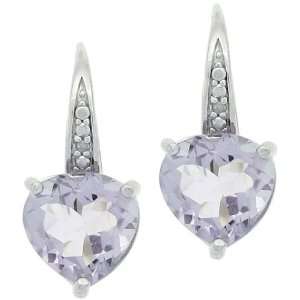    Sterling Silver Rose deFrance And Diamond Heart Earrings: Jewelry