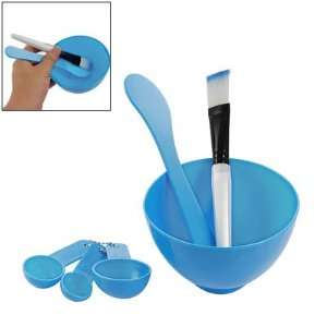    Blue 4 in 1 DIY Facial Mask Stick Brush Gauge Spoon Kit Beauty