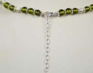DARK OLIVE green CHUNKY murano FOIL GLASS BEAD NECKLACE  