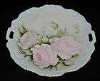 Hand Painted Handled Plate by RATHBONE, Pink Roses