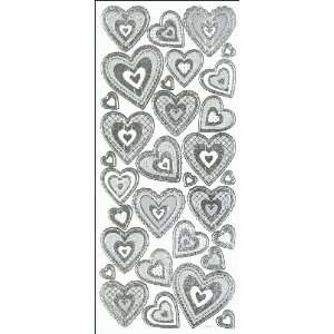  Dazzles Stickers 3 D Hearts Silver