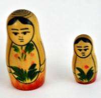 Wood Russian Matryoshka Nesting Dolls Hand Painted Antique 3 Piece Set 