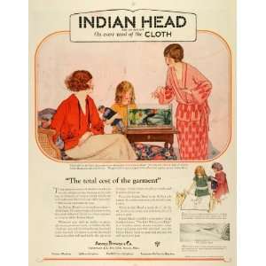  1923 Ad Amory Browne & Co Indian Head Cloth Linen Garment 