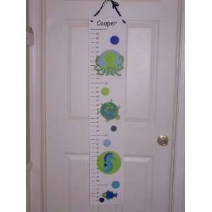    Sea Bubbles Personalized Canvas Growth Chart 