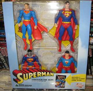 SUPERMAN THROUGH THE AGES 4 FIGURE ACTION FIGURE SET SEALED NEW IN BOX 